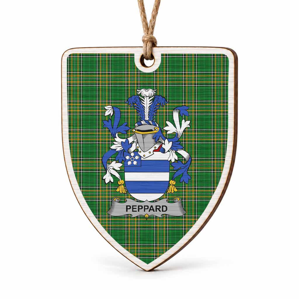 Peppard Coat of Arms Shield Wood Ornament , Irish Heritage Hanging Plaque for Christmas Tree