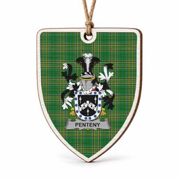 Penteny Coat of Arms Shield Wood Ornament , Irish Heritage Hanging Plaque for Christmas Tree
