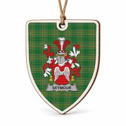 Seymour Coat of Arms Shield Wood Ornament , Irish Heritage Hanging Plaque for Christmas Tree