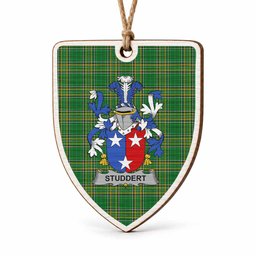 Studdert Coat of Arms Shield Wood Ornament , Irish Heritage Hanging Plaque for Christmas Tree