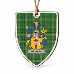 O'Donnell Coat of Arms Shield Wood Ornament , Irish Heritage Hanging Plaque for Christmas Tree