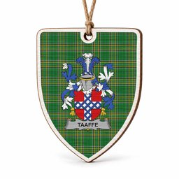 Taaffe Coat of Arms Shield Wood Ornament , Irish Heritage Hanging Plaque for Christmas Tree
