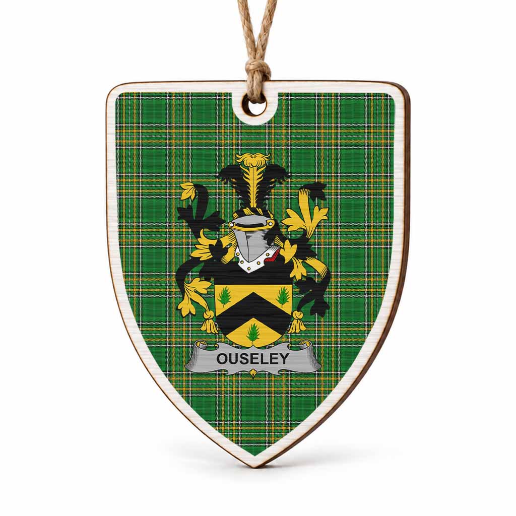 Ouseley Coat of Arms Shield Wood Ornament , Irish Heritage Hanging Plaque for Christmas Tree