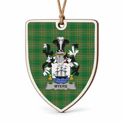 Myers Coat of Arms Shield Wood Ornament , Irish Heritage Hanging Plaque for Christmas Tree