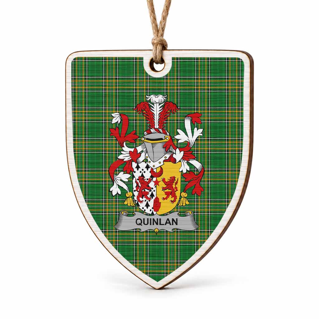 Quinlan Coat of Arms Shield Wood Ornament , Irish Heritage Hanging Plaque for Christmas Tree