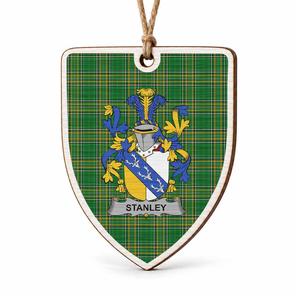 Stanley Coat of Arms Shield Wood Ornament , Irish Heritage Hanging Plaque for Christmas Tree