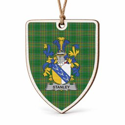Stanley Coat of Arms Shield Wood Ornament , Irish Heritage Hanging Plaque for Christmas Tree