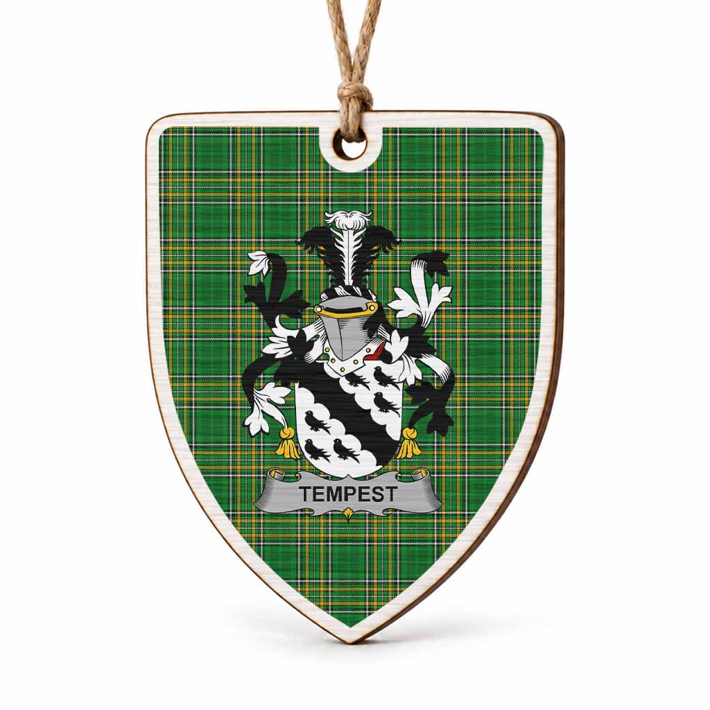 Tempest Coat of Arms Shield Wood Ornament , Irish Heritage Hanging Plaque for Christmas Tree