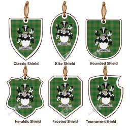 Power Coat of Arms Shield Wood Ornament , Irish Heritage Hanging Plaque for Christmas Tree