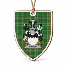 Power Coat of Arms Shield Wood Ornament , Irish Heritage Hanging Plaque for Christmas Tree