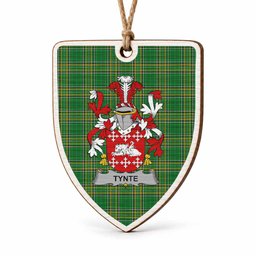 Tynte Coat of Arms Shield Wood Ornament , Irish Heritage Hanging Plaque for Christmas Tree