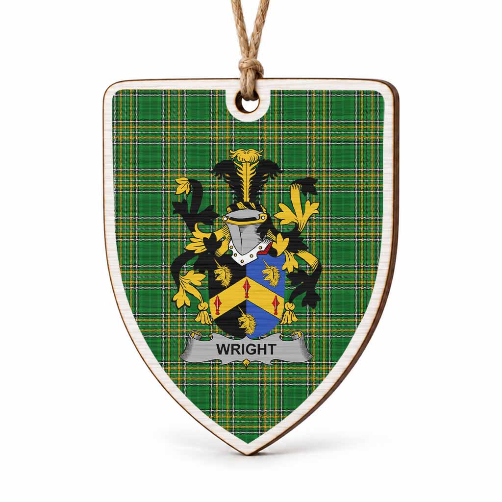 Wright Coat of Arms Shield Wood Ornament , Irish Heritage Hanging Plaque for Christmas Tree