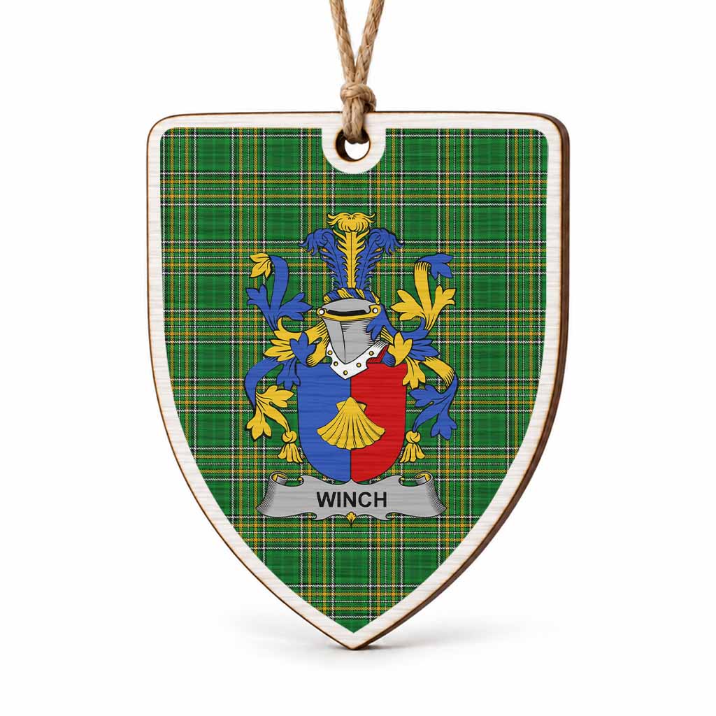 Winch Coat of Arms Shield Wood Ornament , Irish Heritage Hanging Plaque for Christmas Tree