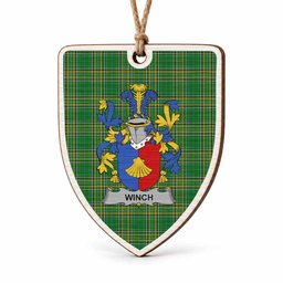 Winch Coat of Arms Shield Wood Ornament , Irish Heritage Hanging Plaque for Christmas Tree