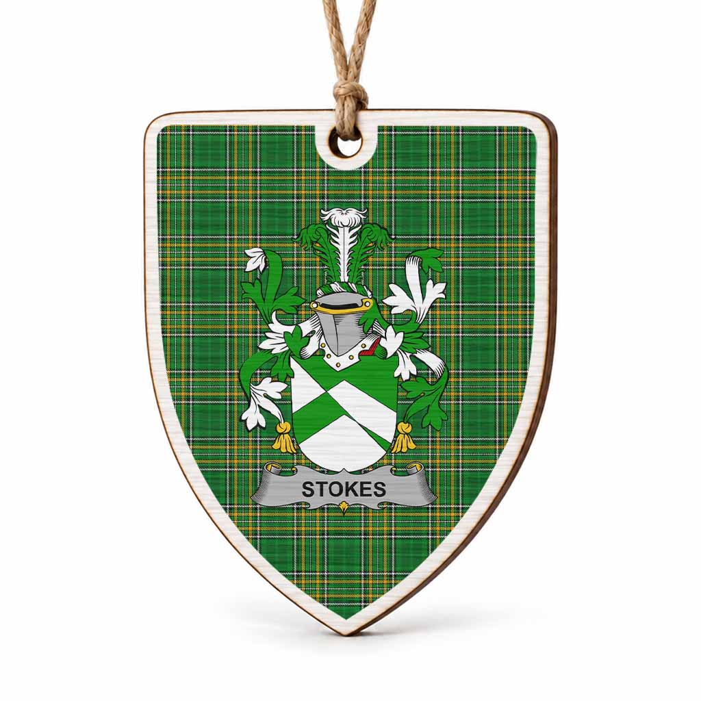 Stokes Coat of Arms Shield Wood Ornament , Irish Heritage Hanging Plaque for Christmas Tree