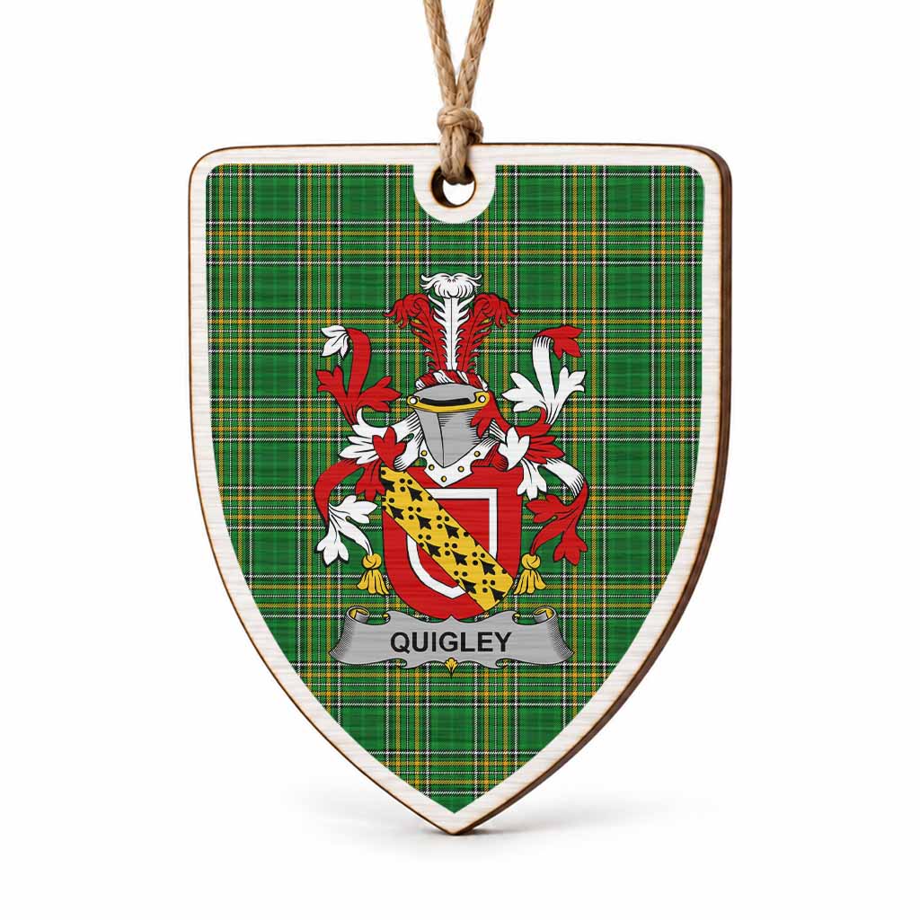 Quigley Coat of Arms Shield Wood Ornament , Irish Heritage Hanging Plaque for Christmas Tree