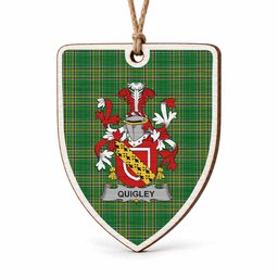 Quigley Coat of Arms Shield Wood Ornament , Irish Heritage Hanging Plaque for Christmas Tree