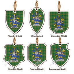 Shanley Coat of Arms Shield Wood Ornament , Irish Heritage Hanging Plaque for Christmas Tree