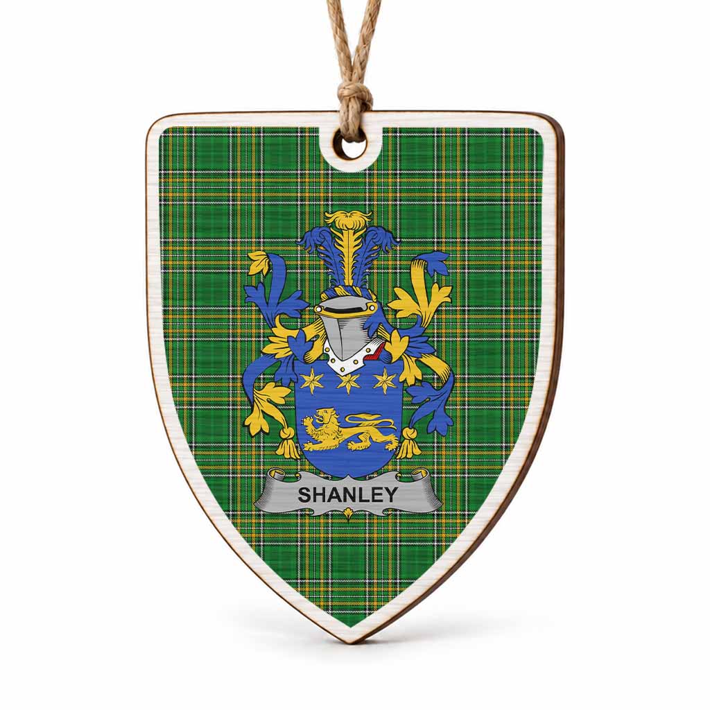 Shanley Coat of Arms Shield Wood Ornament , Irish Heritage Hanging Plaque for Christmas Tree