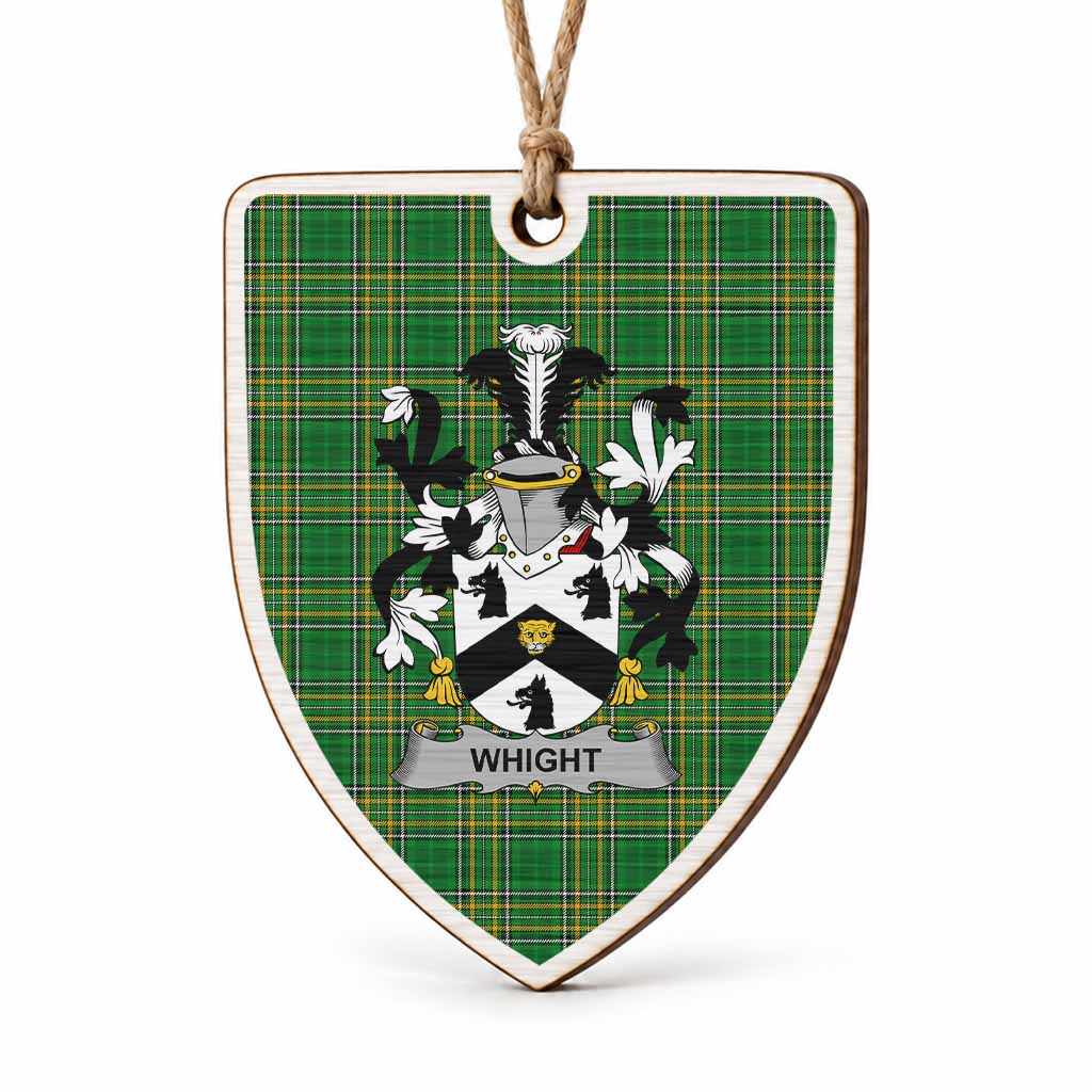Whight Coat of Arms Shield Wood Ornament , Irish Heritage Hanging Plaque for Christmas Tree