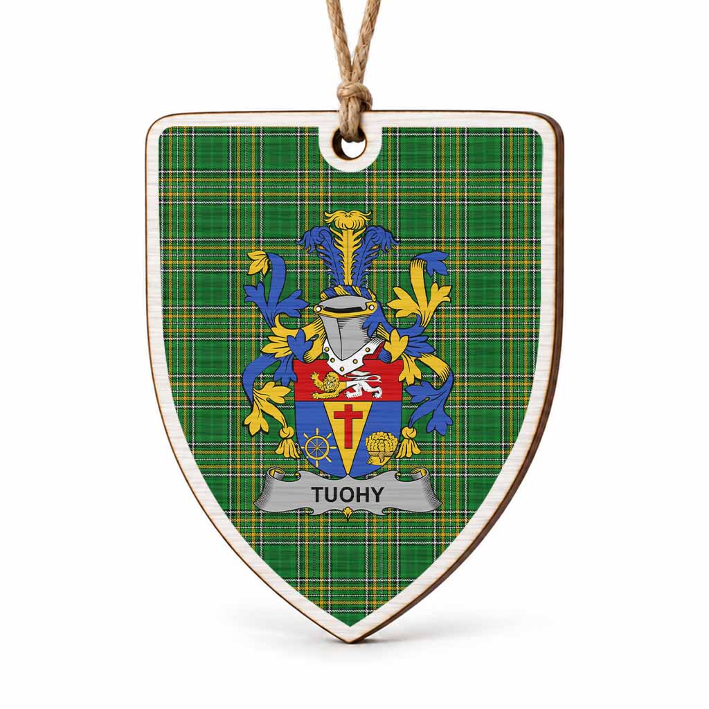Tuohy Coat of Arms Shield Wood Ornament , Irish Heritage Hanging Plaque for Christmas Tree