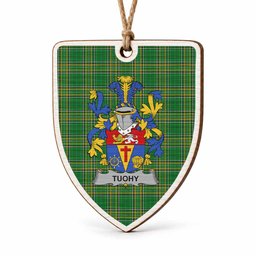 Tuohy Coat of Arms Shield Wood Ornament , Irish Heritage Hanging Plaque for Christmas Tree
