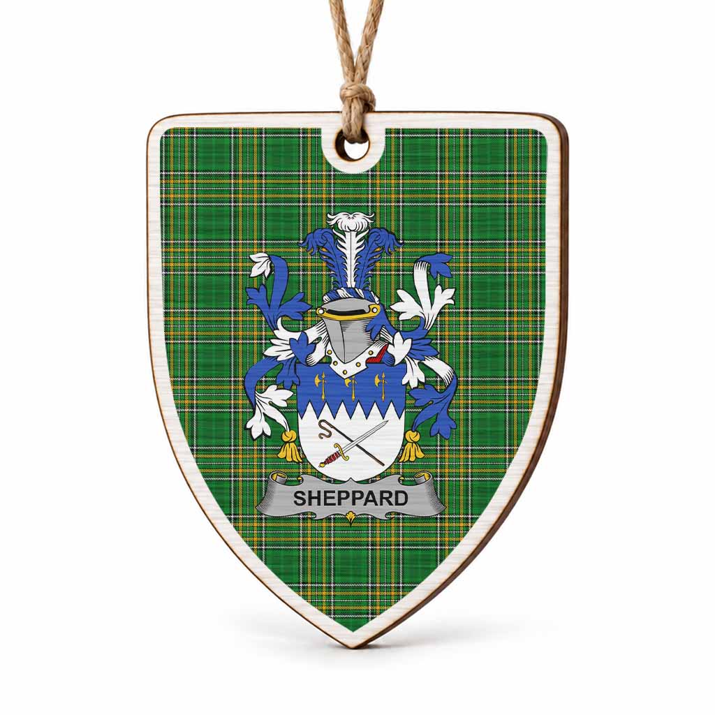 Sheppard Coat of Arms Shield Wood Ornament , Irish Heritage Hanging Plaque for Christmas Tree