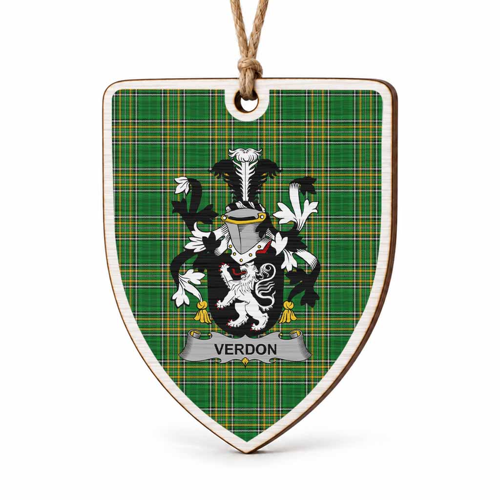 Verdon Coat of Arms Shield Wood Ornament , Irish Heritage Hanging Plaque for Christmas Tree