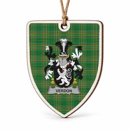 Verdon Coat of Arms Shield Wood Ornament , Irish Heritage Hanging Plaque for Christmas Tree