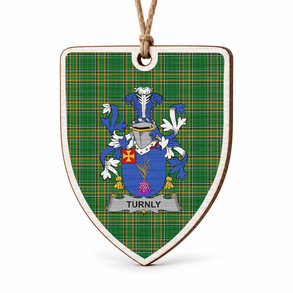 Turnly Coat of Arms Shield Wood Ornament , Irish Heritage Hanging Plaque for Christmas Tree