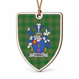 Turnly Coat of Arms Shield Wood Ornament , Irish Heritage Hanging Plaque for Christmas Tree