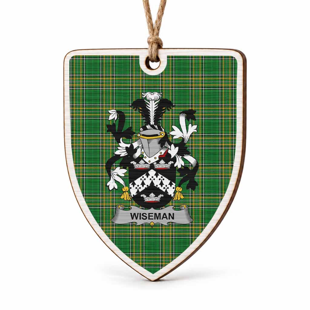 Wiseman Coat of Arms Shield Wood Ornament , Irish Heritage Hanging Plaque for Christmas Tree