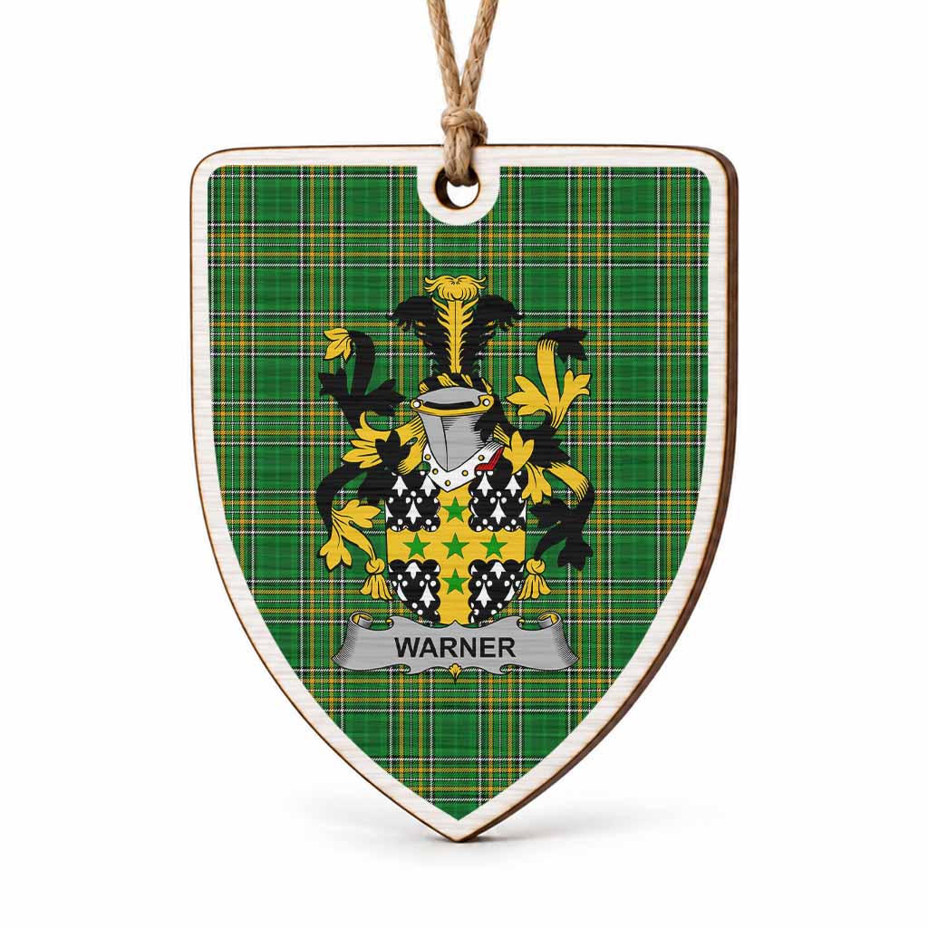 Warner Coat of Arms Shield Wood Ornament , Irish Heritage Hanging Plaque for Christmas Tree