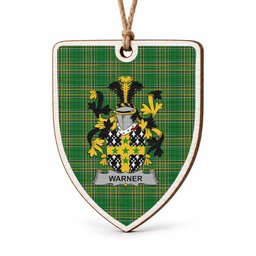 Warner Coat of Arms Shield Wood Ornament , Irish Heritage Hanging Plaque for Christmas Tree
