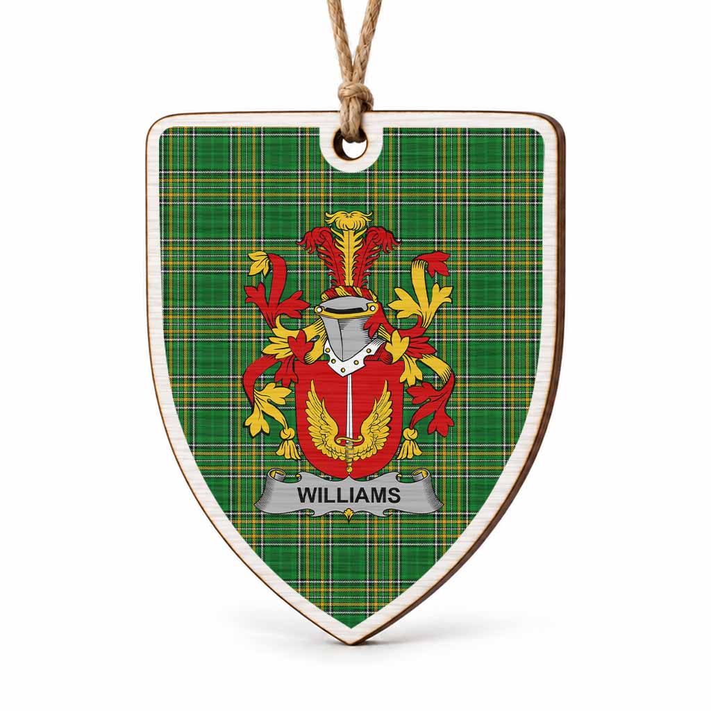 Williams Coat of Arms Shield Wood Ornament , Irish Heritage Hanging Plaque for Christmas Tree