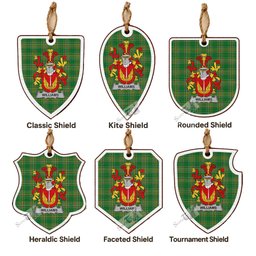 Williams Coat of Arms Shield Wood Ornament , Irish Heritage Hanging Plaque for Christmas Tree