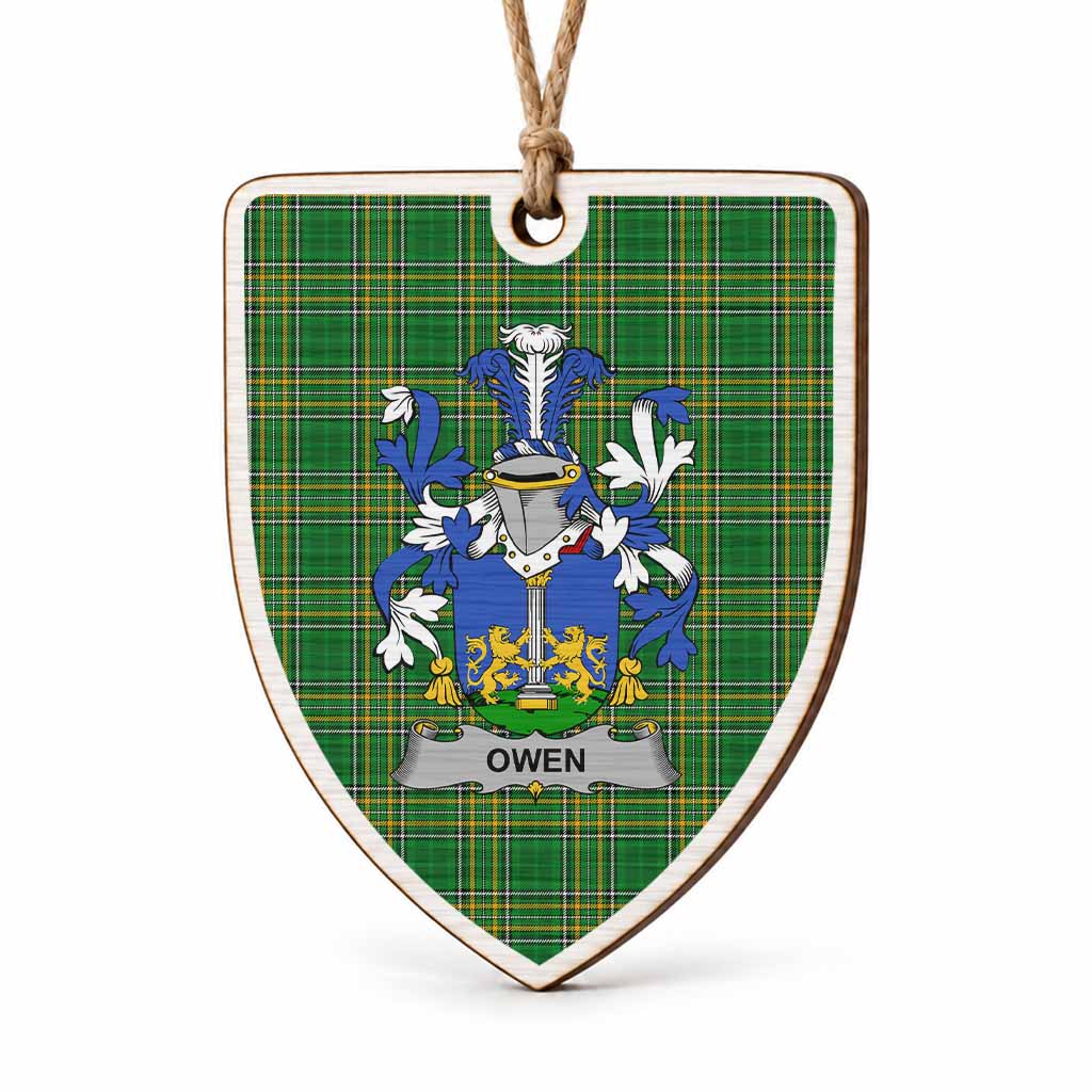 Owen Coat of Arms Shield Wood Ornament , Irish Heritage Hanging Plaque for Christmas Tree