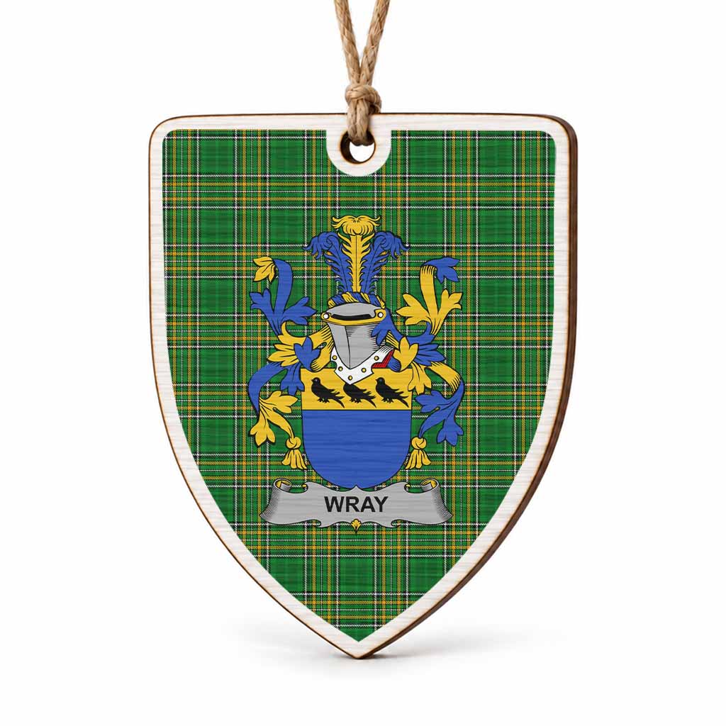 Wray Coat of Arms Shield Wood Ornament , Irish Heritage Hanging Plaque for Christmas Tree