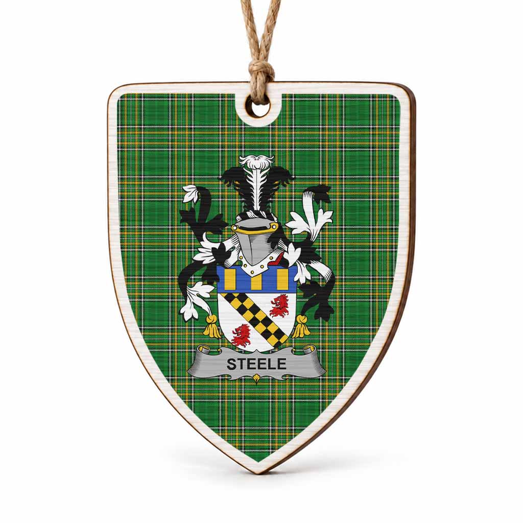 Steele Coat of Arms Shield Wood Ornament , Irish Heritage Hanging Plaque for Christmas Tree
