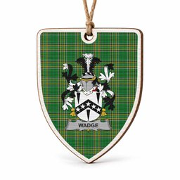 Wadge Coat of Arms Shield Wood Ornament , Irish Heritage Hanging Plaque for Christmas Tree