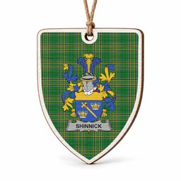 Shinnick Coat of Arms Shield Wood Ornament , Irish Heritage Hanging Plaque for Christmas Tree