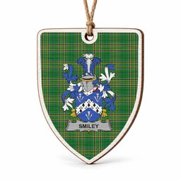 Smiley Coat of Arms Shield Wood Ornament , Irish Heritage Hanging Plaque for Christmas Tree