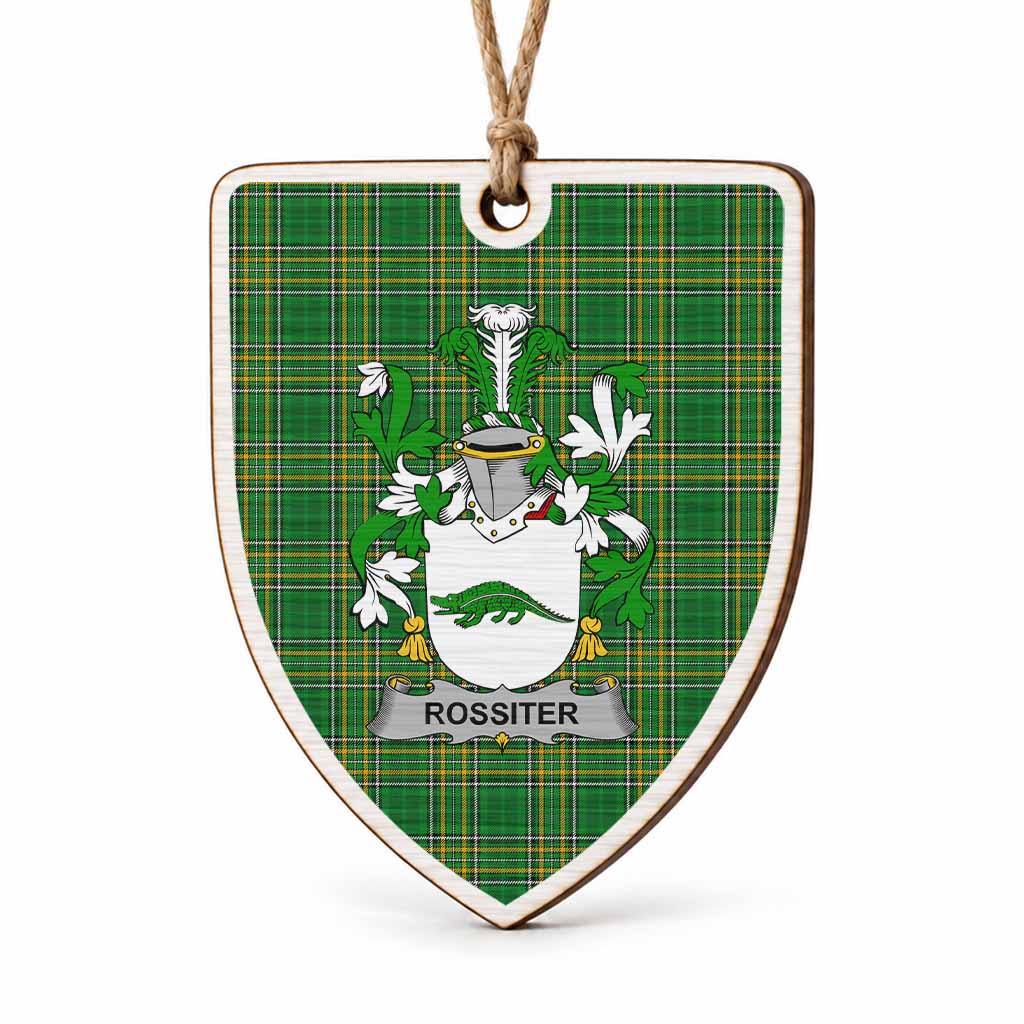 Rossiter Coat of Arms Shield Wood Ornament , Irish Heritage Hanging Plaque for Christmas Tree