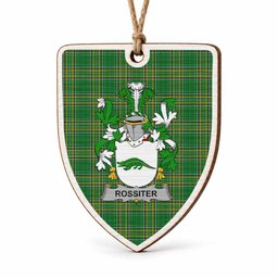 Rossiter Coat of Arms Shield Wood Ornament , Irish Heritage Hanging Plaque for Christmas Tree