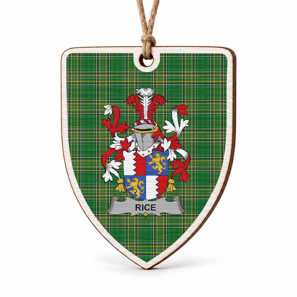 Rice Coat of Arms Shield Wood Ornament , Irish Heritage Hanging Plaque for Christmas Tree