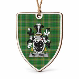 Murtaugh Coat of Arms Shield Wood Ornament , Irish Heritage Hanging Plaque for Christmas Tree
