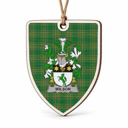Wilson Coat of Arms Shield Wood Ornament , Irish Heritage Hanging Plaque for Christmas Tree