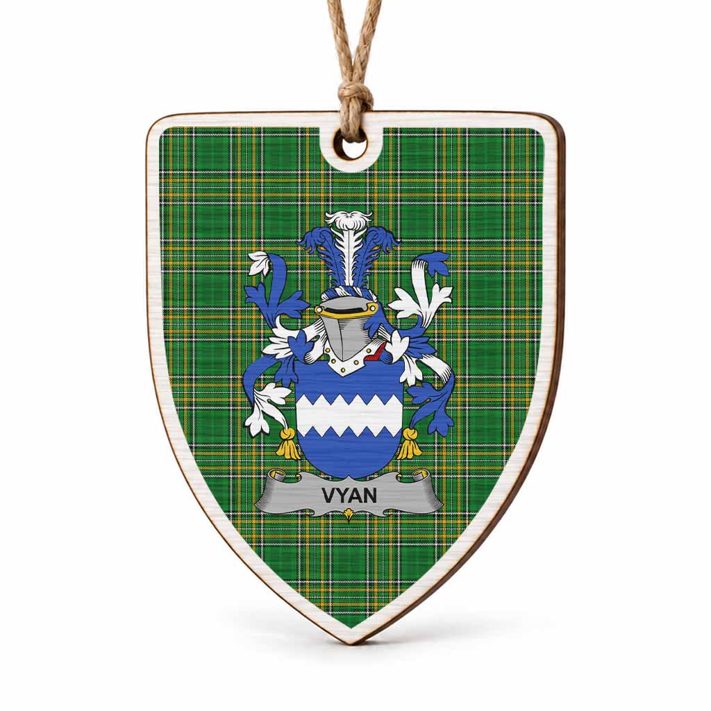 Vyan Coat of Arms Shield Wood Ornament , Irish Heritage Hanging Plaque for Christmas Tree