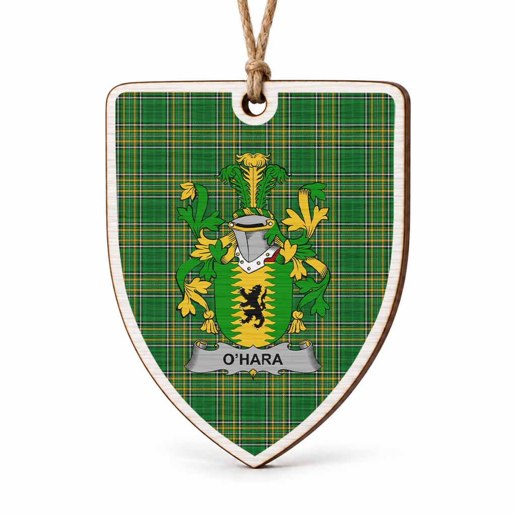 O'Hara Coat of Arms Shield Wood Ornament , Irish Heritage Hanging Plaque for Christmas Tree