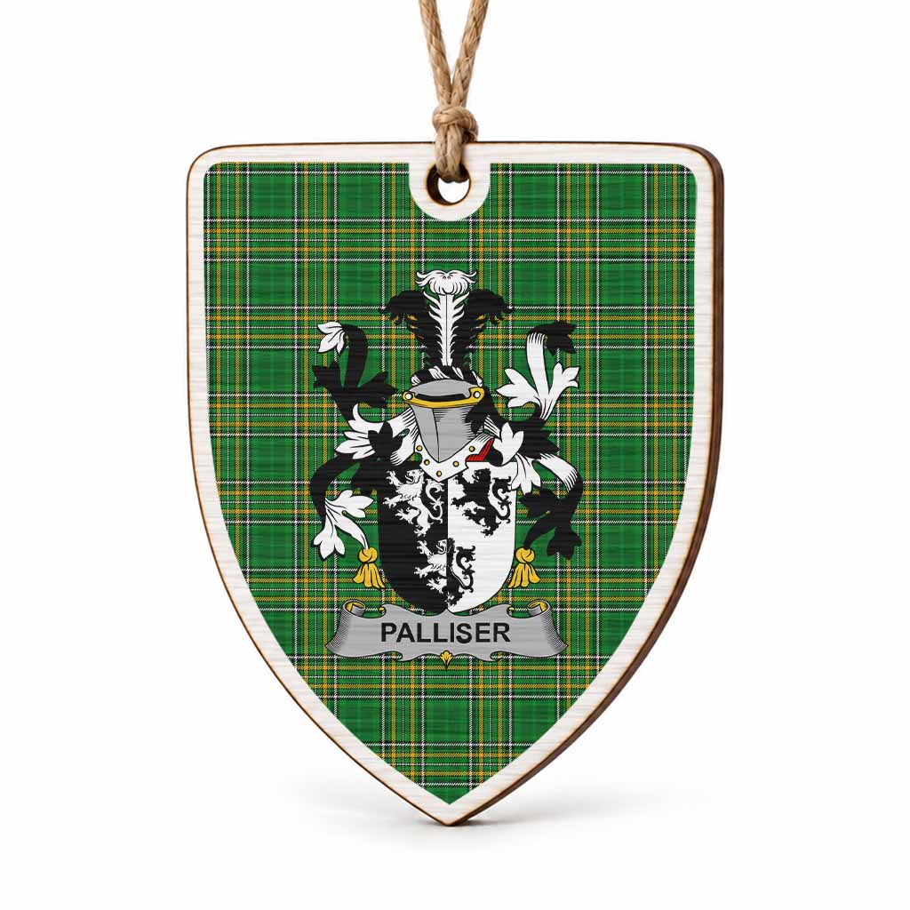 Palliser Coat of Arms Shield Wood Ornament , Irish Heritage Hanging Plaque for Christmas Tree